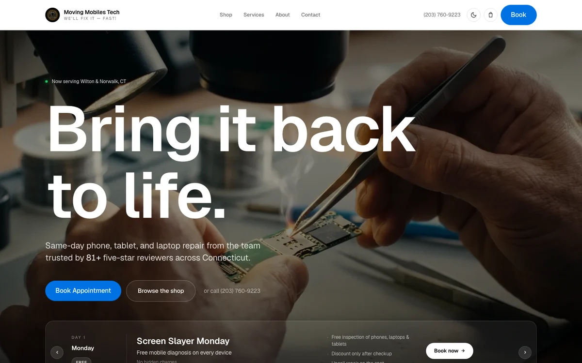 Moving Mobiles website preview