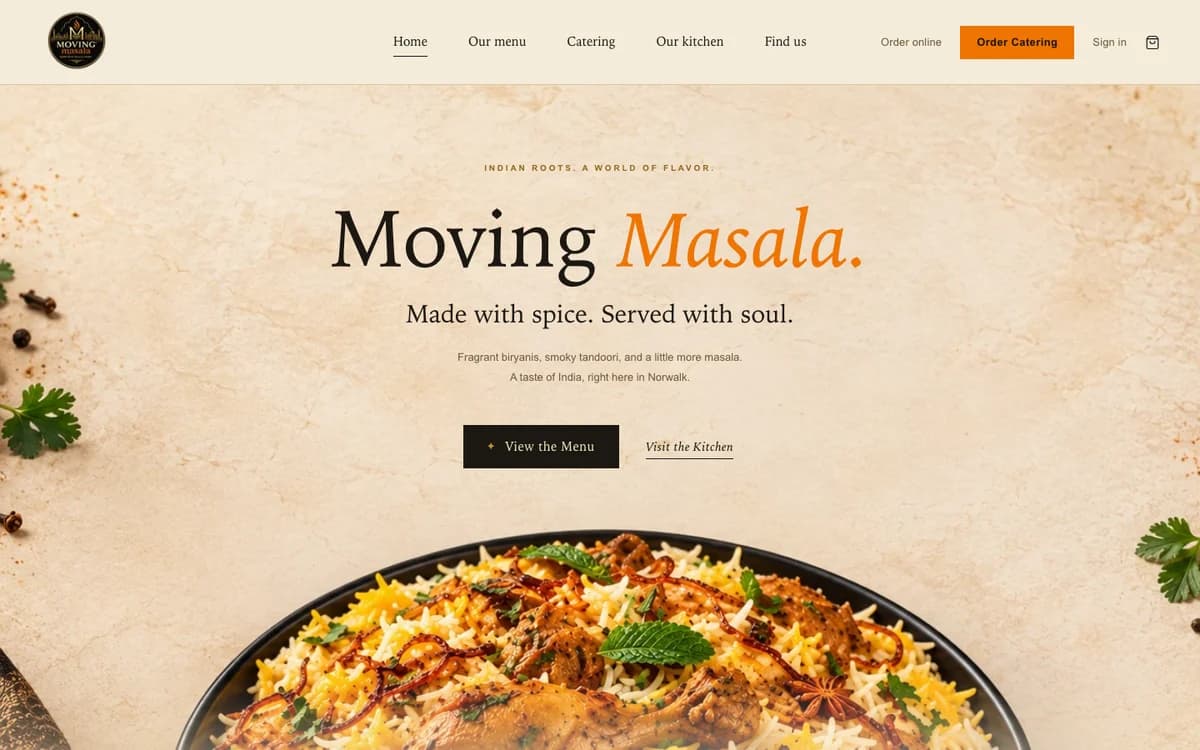 Moving Masala website preview